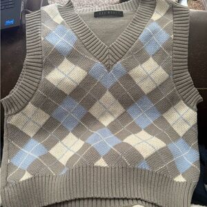 Say What? Men's V-Neck Argyle Sweater Vest - Brown, Blue, and Cream